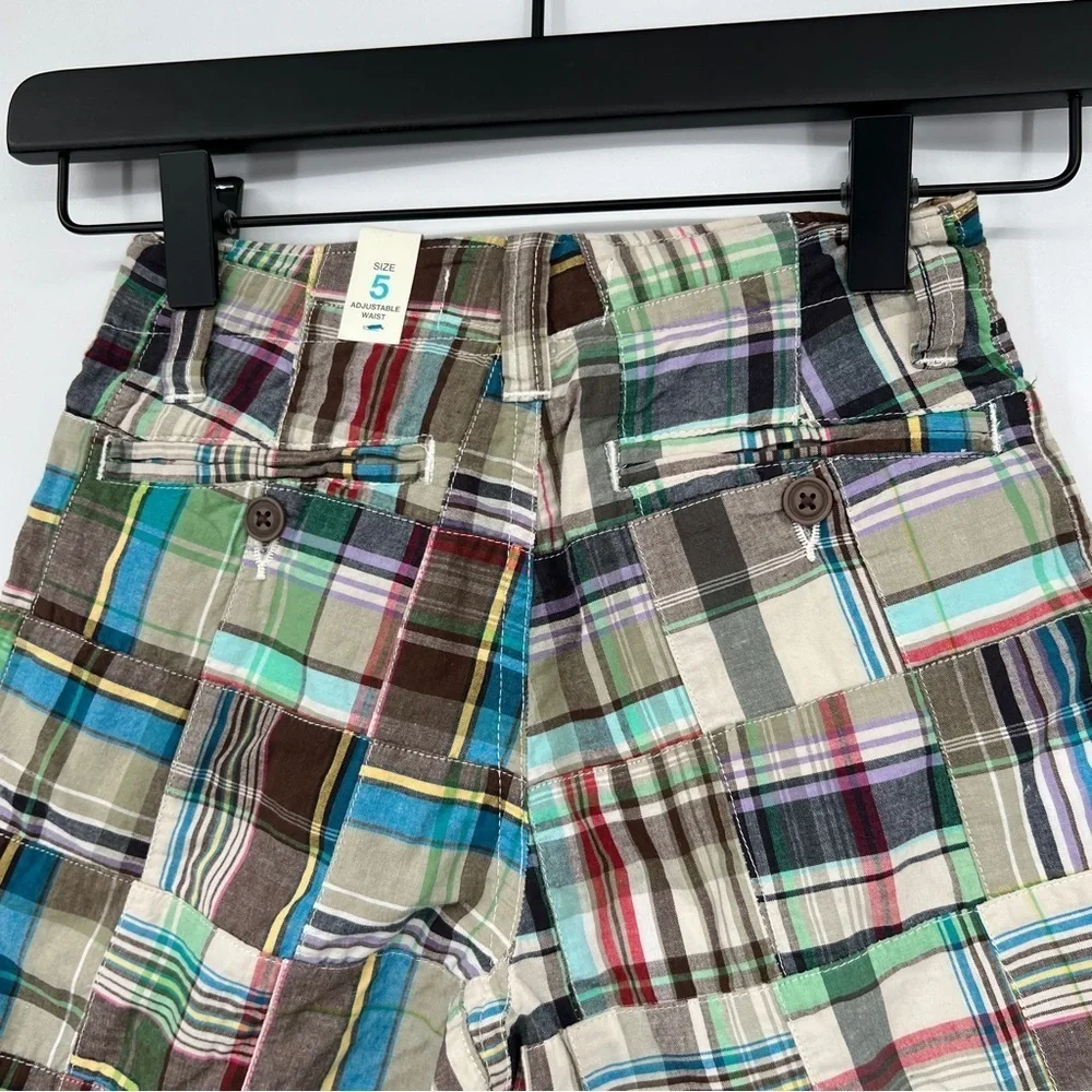 NEW The Children's Place Multicolor Striped Plaid Adjustable Wait Cargo Shorts